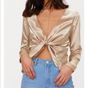 Prettylittleting Satin Twist Blouse